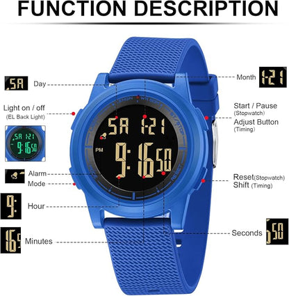 HANPOSH Mens Digital Watch Ultra Thin Minimalist Sports Waterproof Outdoor LED - Image 5