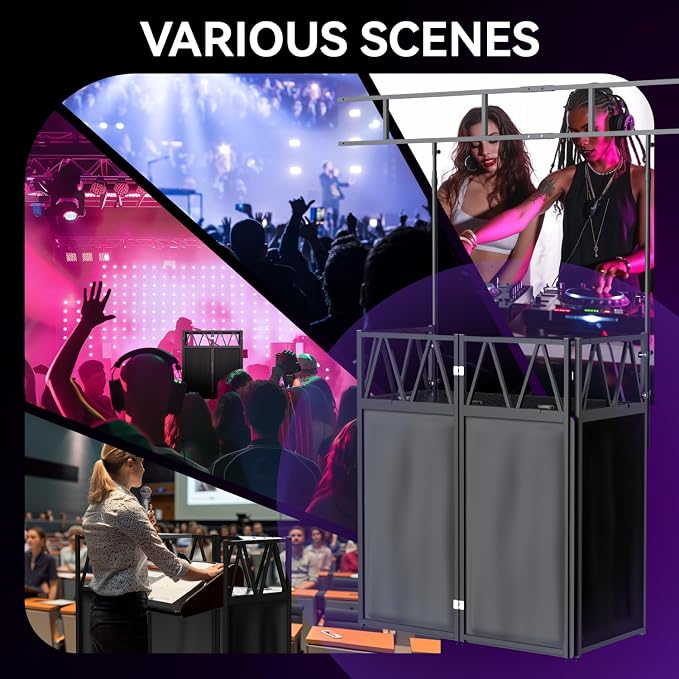 DJ Table Stand Portable booth, Foldable DJ Stand Booth, Adjustable DJ Facade - Image 7