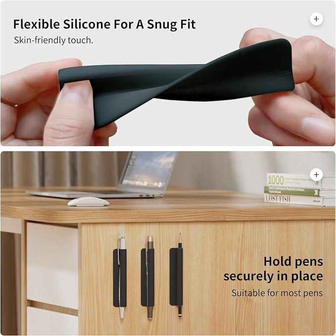ELETIUO Pencil Holder For Most Pens, Self-Adhesive Stick To Notebooks, Silicone - Image 6