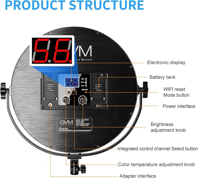 GVM Desk Mount LED Video Light, Bi-Color Professional Light - Image 9