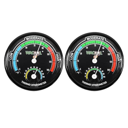 WACOOL Mini Analog Thermometer Hygrometer 2 Pack, Dial Temperature Humidity by WACOOLREPTILE