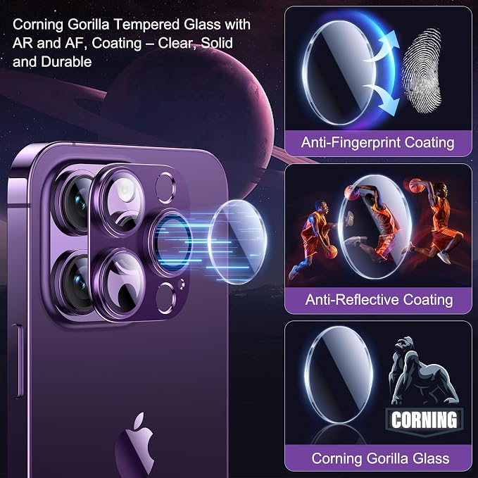 Esanik 2023 Upgrade 2 Pack for iPhone 14 Pro/iPhone 14 Pro Max Camera Lens - Image 2