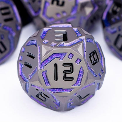 Metal DND Sci-fi Dice Set 7PCS Stripe Polyhedral Dice - Image 4