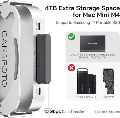 M-ac Mini M4 Dock with 4TB Sam-Sung T7 Portable SSD Enclosure, 7-in-1 Aluminum - Image 4