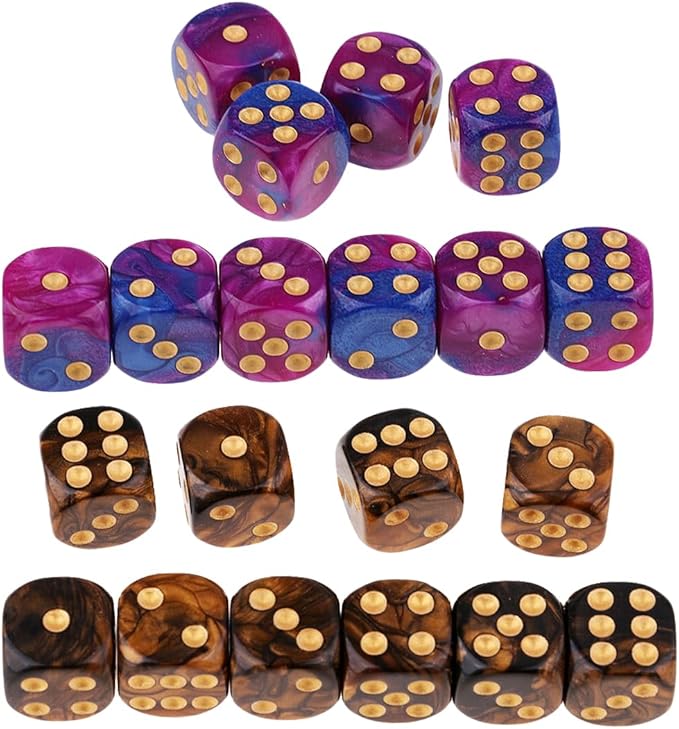 Yiotfandoll 20PCS Polyhedral Dice D6 Dice 16mm Acrylic 6 sided Dice Game Dice by Yiotfandoll