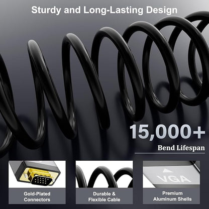HDMI to VGA Cable 15 FT, Uni-Directional HDMI to VGA Cable, Aluminum Shells - Image 2