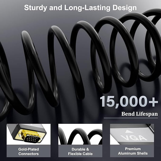 HDMI to VGA Cable 25 FT, Uni-Directional HDMI to VGA Cable, Aluminum Shells - Image 2