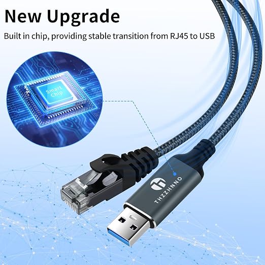 USB to Ethernet Cable 6.6FT, USB 3.0 A to RJ45 Male Cable Directly Connected - Image 2