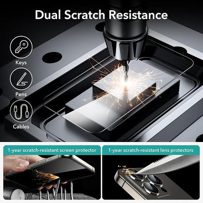 ESR 3+2 Pack for iPhone 15 Pro Screen Protector, 3 Black Edge Tempered-Glass - Image 6