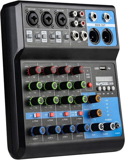 Dj Mixers 5 Channel Audio Mixer Sound Board by jindaaudio