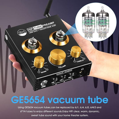 Douk Audio P1 Vacuum Tube Bluetooth Preamplifier, GE5654 Audio Preamp, Hi-Fi - Image 6