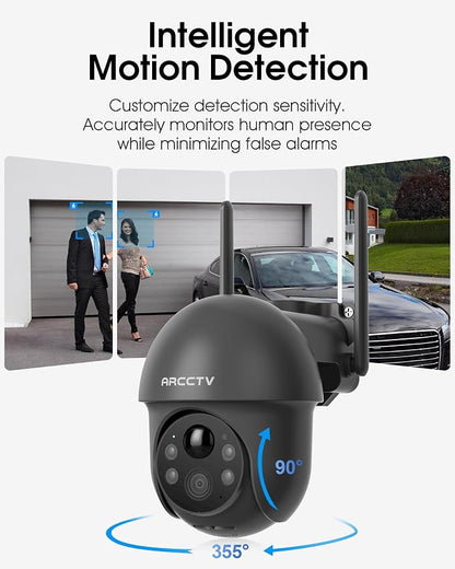 ARCCTV Security Cameras Wireless Outdoor Solar, 4MP 360° View Battery Powered - Image 3