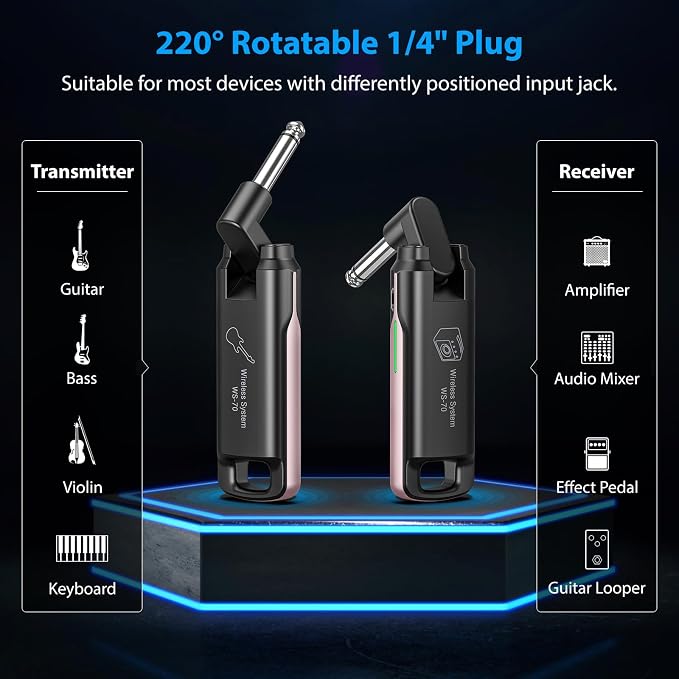 LEKATO Wireless Guitar System UHF Wireless Guitar Transmitter Receiver - Image 2