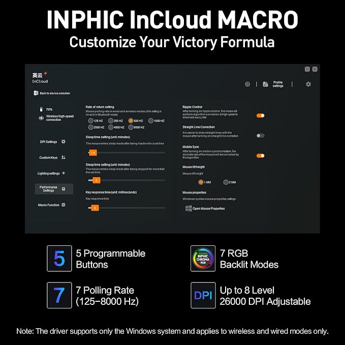 INPHIC IN10P Superlight Wireless Gaming Mouse, 8K Polling Rate, 000 DPI - Image 6