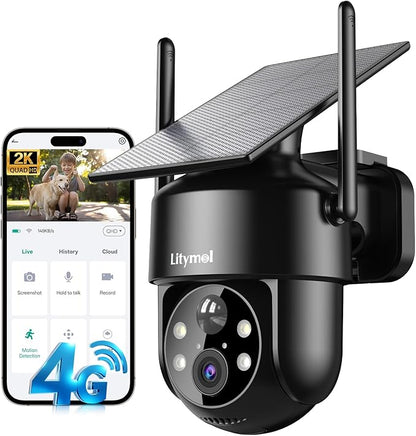 LITYMOL 4G LTE Cellular Solar Security Cameras Wireless Outdoor, No WiFi Cameras by Unknown