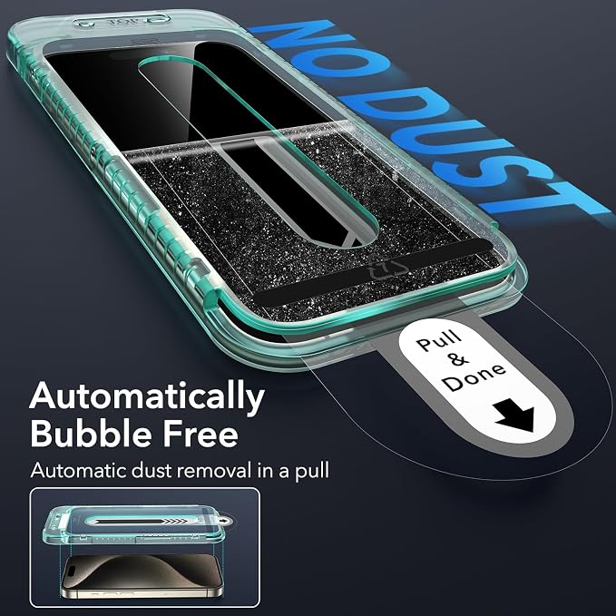 ESR 3 Pack for iPhone 15 Pro Screen Protector, Full Coverage Tempered Glass Film - Image 3