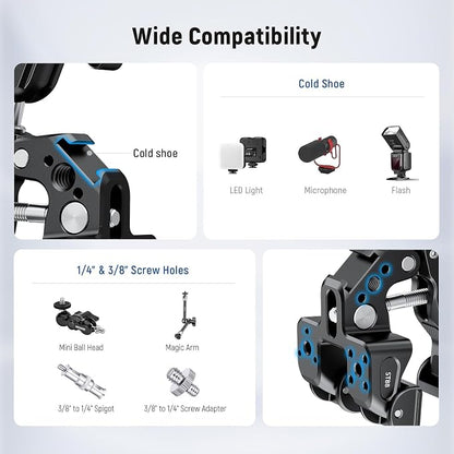 NEEWER Super Clamp with 3" Dual Ballhead Magic Arm, Camera Phone Clamp Mount - Image 5