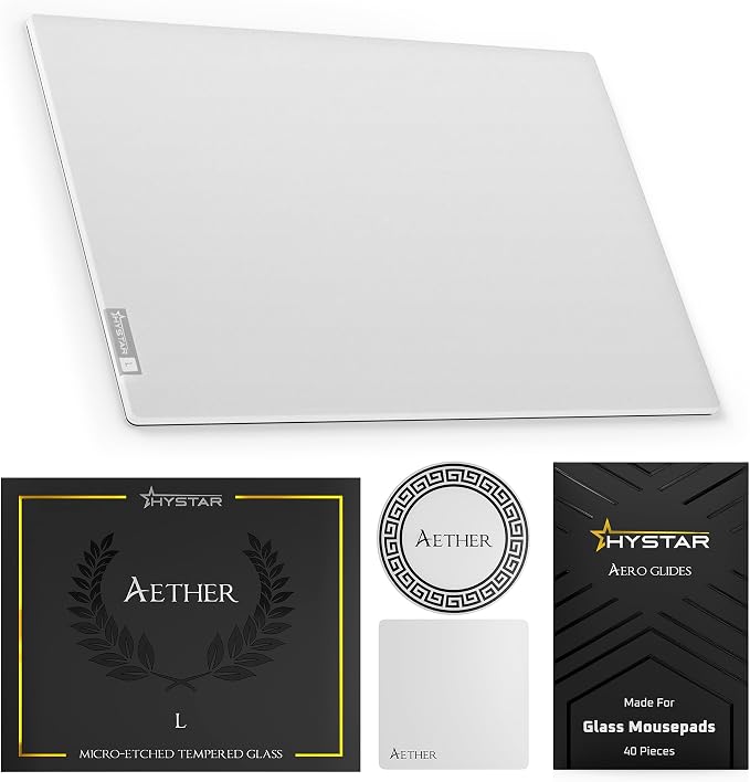 Hystar Aether Glass Gaming Mousepad | Micro-Etched Tempered Glass | Quiet by Hystar