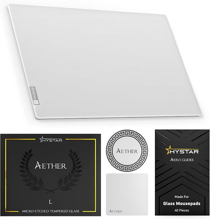 Hystar Aether Glass Gaming Mousepad | Micro-Etched Tempered Glass | Quiet by Hystar