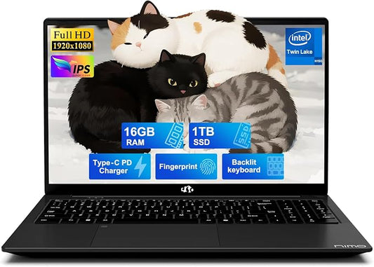 NIMO 15.6" FHD IPS Laptop, Intel N150, 16GB RAM 1TB SSD, Backlit Keyboard by Nimo
