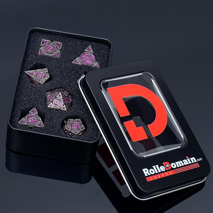 Purple Black Nickel Finish Heavy Metal DND Dice Set - Image 9