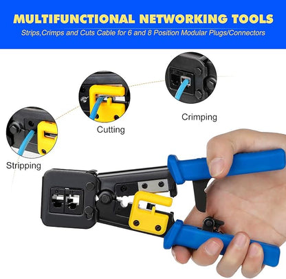 RJ45 Crimp Tool Kit Pass Thru Cat5 Cat5e Cat6 RJ45 Crimping Tool - Image 3
