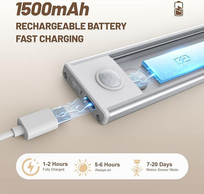 6 Pack Under Cabinet Lighting Wireless, 32 LED Rechargeable Battery Motion - Image 4