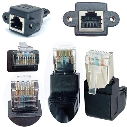 Cat 6 Ethernet Cable 90 Degree UP Angle RJ45 Male to Female Shielded Ethernet - Image 3