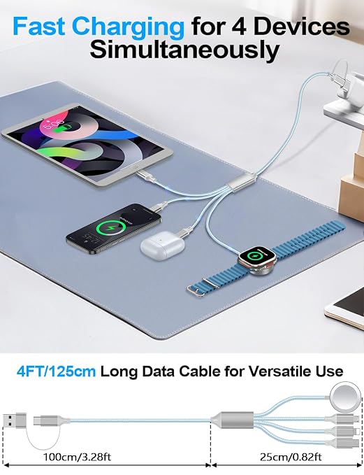 4-in-2 Charging Cable for Apple Watch Charger/Samsung/iPhone Charger, - Image 3