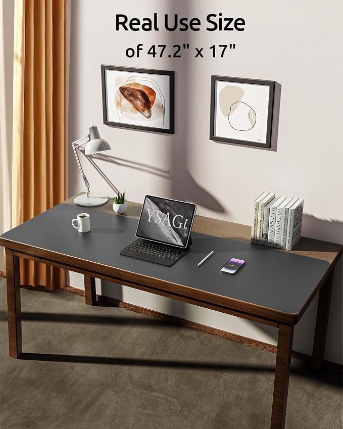 YSAGi Leather Desk Pad Protector, Office Desk Mat, Large Mouse Pad, Non-Slip PU - Image 2