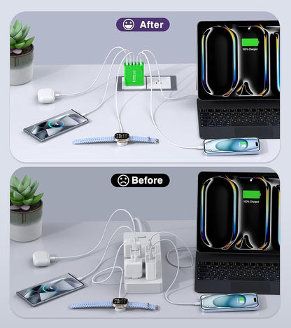 2 Pack 50W USB C Fast Charger Block, 5-Port Type C Wall Charger Brick, 2 USB A - Image 5