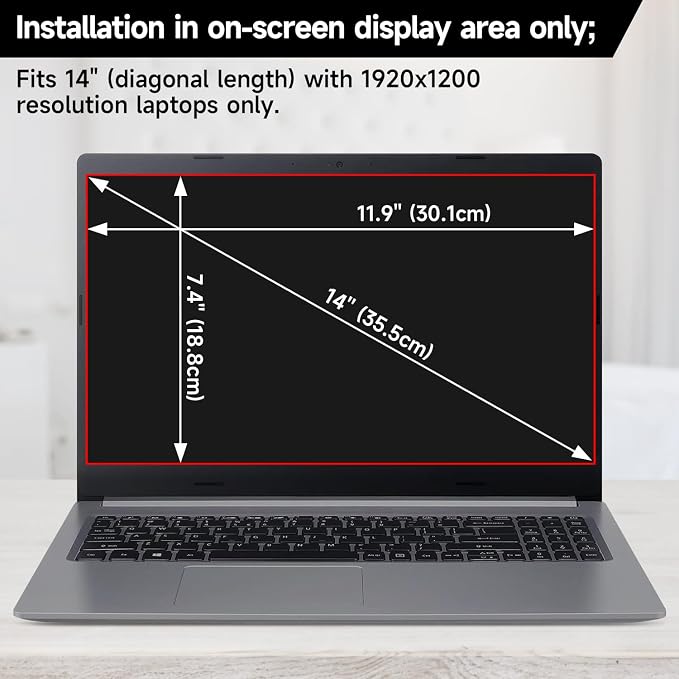 14 Inch 1920x1200 Aspect Ratio Laptop Privacy Screen Filter, Anti Blue Light - Image 6