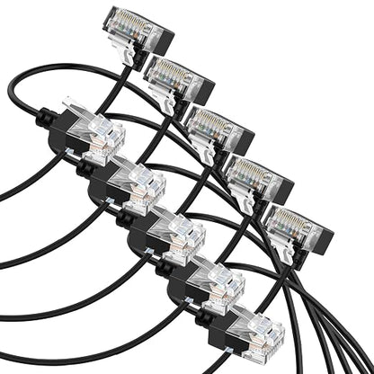 Cat6A Ethernet Cable 90 Degree Up Angled 15FT 5 Pack, Flexible Slim & Ultra by Thzzhnno