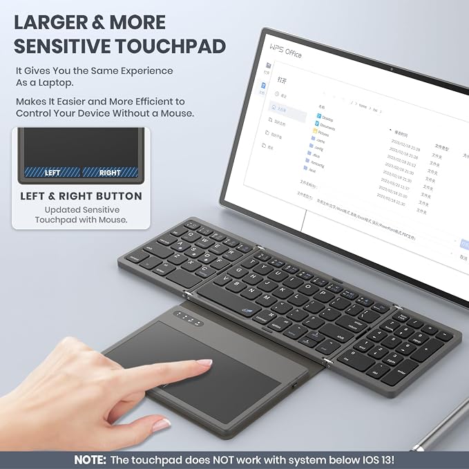 Foldable Bluetooth Keyboard, Portable Full Size Folding Keyboard - Image 2