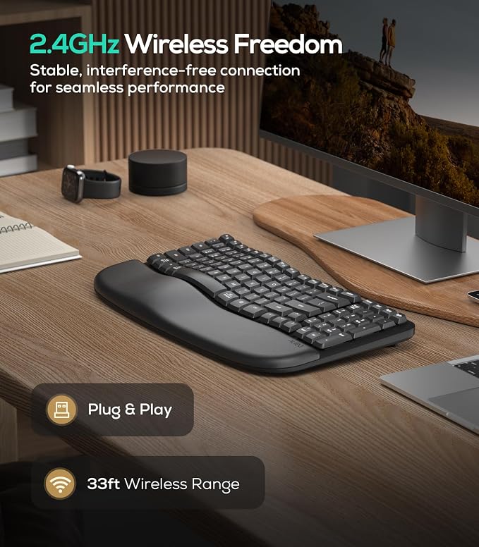 Nulea RT08 Wave Keys Wireless Ergonomic Keyboard - Image 4