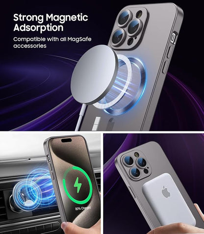 Magnetic for iPhone 15 Pro Case Slim Soft Silicone Bumper Shockproof Metallic - Image 2