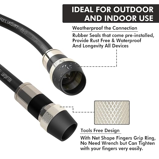 40ft RG6 Coaxial Cable, 75 Ohm TV Coax Cable - Image 5