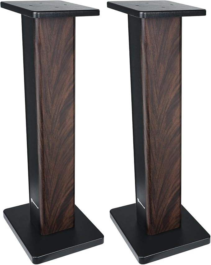 Rockville Pair RHT28D 28" Bookshelf Speaker Stands, Dark Wood Grain, 60 lbs - Image 4