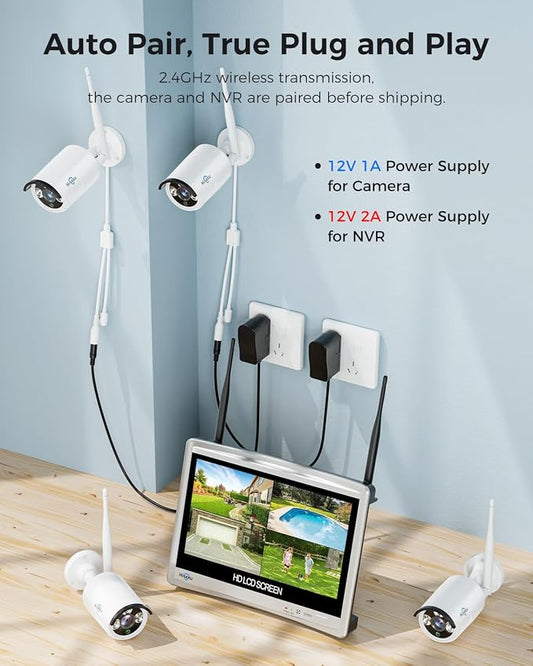 Hiseeu Home Security System, 24/7 Recording 5MP Wired Plug-in Powered Outdoor - Image 2