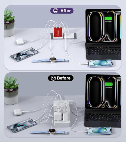 2Pack USB C Fast Charger Block, 50W 5-Port Type C Wall Charger Brick, Pad - Image 4