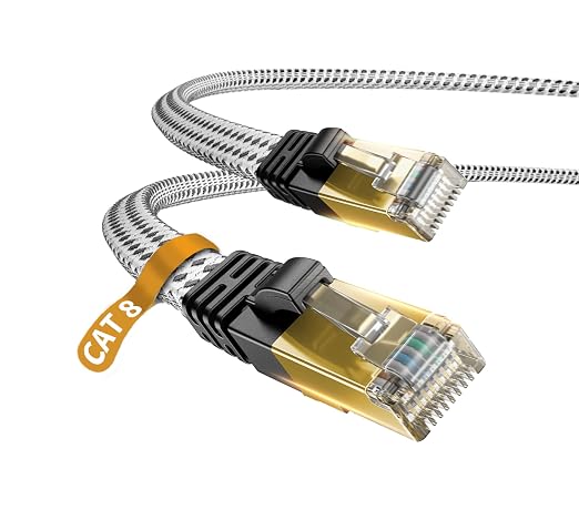 DanYee Cat 8 Ethernet Cable, Nylon 15ft CAT8 High Speed Professional Gold by DanYee