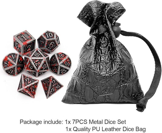 Haxtec Bloodstained Metal DND Dice Set Blood Polyhedral D&D Dice Compatible - Image 2