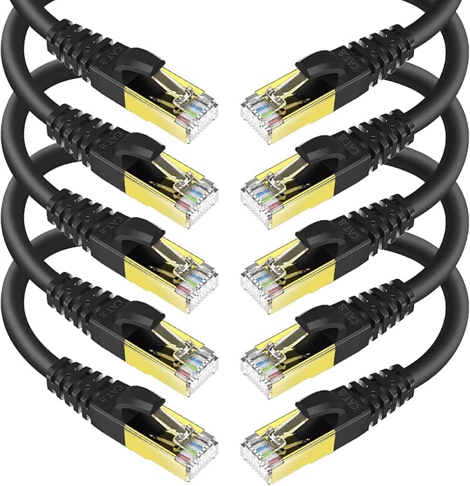 CAT 8 Ethernet Cable Shielded SFTP Internet Network Patch Cord, Heavy Duty High by KASIMO