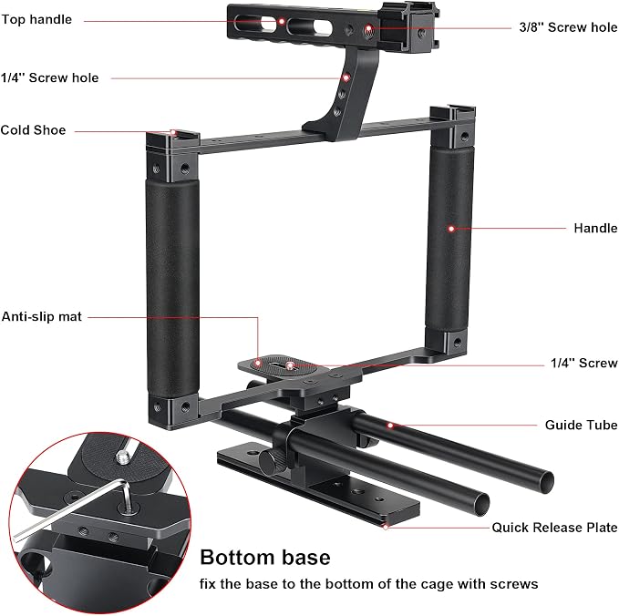 Universal Aluminum Alloy DSLR Mirrorless Camera Camcorder Stabilizer Extension - Image 4