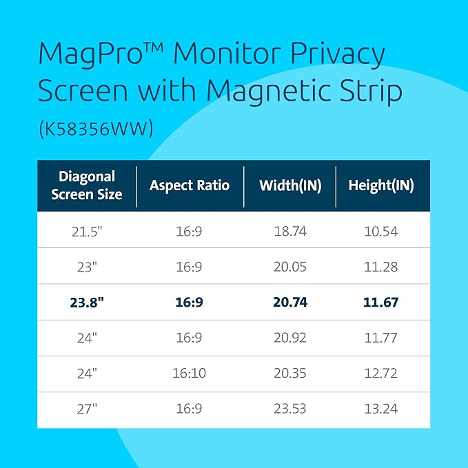 Kensington MagPro 23.8 Inch Magnetic Computer Privacy Screen - Image 3