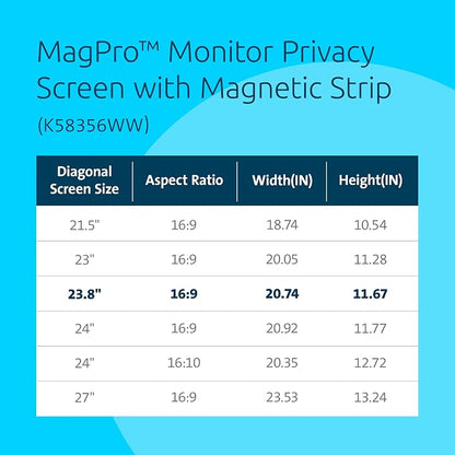 Kensington MagPro 23.8 Inch Magnetic Computer Privacy Screen - Image 3