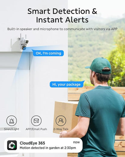 Dual Lens Security Cameras Wireless Outdoor, 2K Full HD Video, 360° View - Image 7