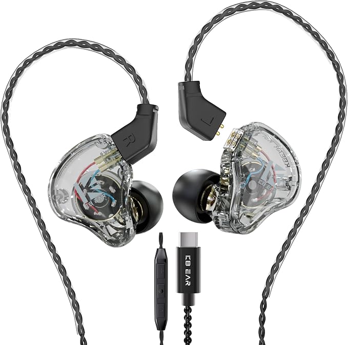 KBEAR KS1 USB C Headphones Crystal Clear Sound Earphones by Yinyoo