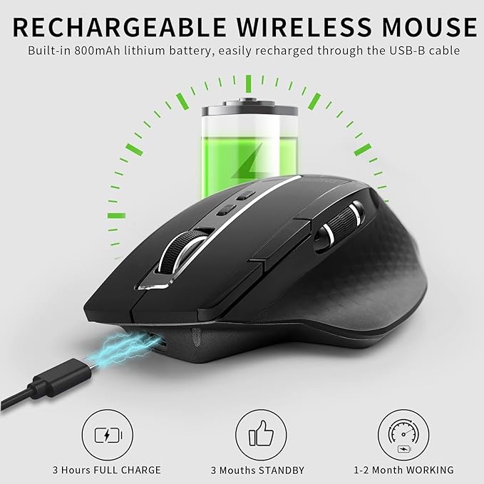 Rapoo Bluetooth Wireless Mouse, 4 Adjustable DPI Rechargeable, Laser Mouse - Image 5