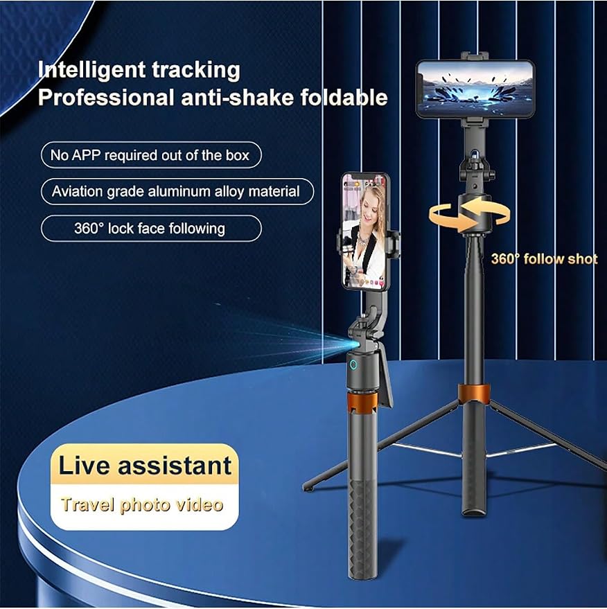 Auto Face Tracking Phone Holder, 360° Rotation Phone Tripod - Image 2